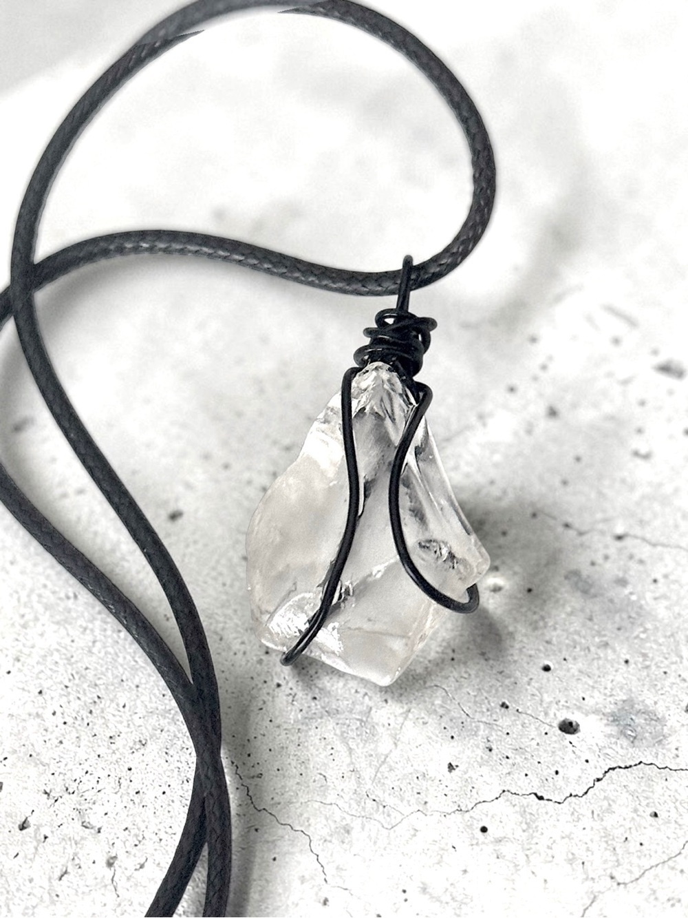 5 For $25💫Handcrafted Clear Sea Glass Wire-Wrap Pendant Necklace